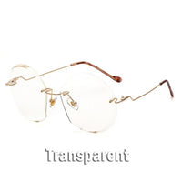 Metal Goggle Rimless Sunglasses Women Ocean Lens Classic Men Women Sun Glasses Women UV400 Box