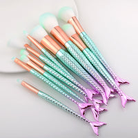 10Pcs Makeup Brushes Set Cosmetic Tools Kits Concealer Fish Tail Foundation Eyebrow Eyeliner Brush