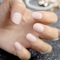 Frost Matte Surface Full Cover False Acrylic Artificial Nails Short Nude Color Nail Art Tips 24