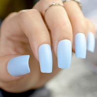 Frost Matte Surface Full Cover False Acrylic Artificial Nails Short Nude Color Nail Art Tips 24