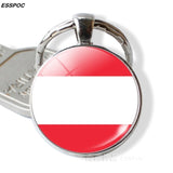 Central Europe Countries Flag Keychain Germany Poland Switzerland Austria Hungary Flag Glass Cabochon Pendant Metal Keyring Gift