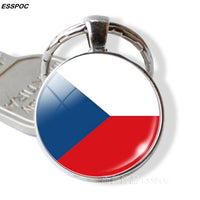 Central Europe Countries Flag Keychain Germany Poland Switzerland Austria Hungary Flag Glass Cabochon Pendant Metal Keyring Gift