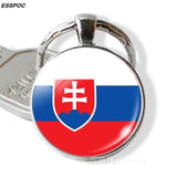 Central Europe Countries Flag Keychain Germany Poland Switzerland Austria Hungary Flag Glass Cabochon Pendant Metal Keyring Gift