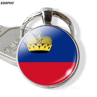 Central Europe Countries Flag Keychain Germany Poland Switzerland Austria Hungary Flag Glass Cabochon Pendant Metal Keyring Gift