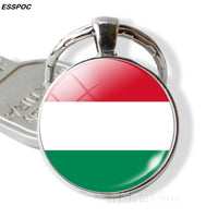 Central Europe Countries Flag Keychain Germany Poland Switzerland Austria Hungary Flag Glass Cabochon Pendant Metal Keyring Gift