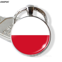 Central Europe Countries Flag Keychain Germany Poland Switzerland Austria Hungary Flag Glass Cabochon Pendant Metal Keyring Gift