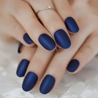 Fashion Artificial Nails Ombre Faux Ongles Blue Nude Gradient Short Daily Decoration Fingernails with Glue tabs 24 Kit