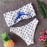 Cute G String Swimsuit Swimwear Polka Dot Thong Bikini Sexy Bandeau Set Push Up Beach Bathing