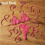 13 Color Handmade Crochet Micro Bikini G Thong String Beach Micro Swimwear Sexy Lingerie Sets Sunbathing Bikini