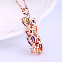 Rose Gold color Jewelry Sets for Women Mona Lisa Cubic Zircon Pendant Necklace Ring Jewelry Set