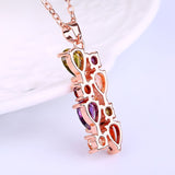 Rose Gold color Jewelry Sets for Women Mona Lisa Cubic Zircon Pendant Necklace Ring Jewelry Set