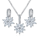 11 Colors Cubic Zircon Necklace Earrings Set for women Silver Flower Wedding Jewelry Set Gifts