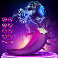 Rotation Oral Vibrator Ring Tongue Licking Penis Cock Vibrator G-spot Massage Ring Vagina Clitoris Stimulate for Men