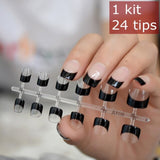 24pcs/kit White French Manicure Half Nail Tips Transparent Square French Nails DIY Nail extension Tip