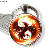 Dragon Eye Keychain Yin Yang Evil Eye Glass Cabochon Pendant Metal Key Chain Accessories Gifts for Men Women