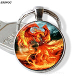 Dragon Eye Keychain Yin Yang Evil Eye Glass Cabochon Pendant Metal Key Chain Accessories Gifts for Men Women