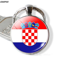 Countries Flag Keychain Spain Italy Portugal Greece Romania Croatia Andorra Flag Picture Glass Cabochon Key Chain Gifts