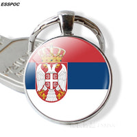 Countries Flag Keychain Spain Italy Portugal Greece Romania Croatia Andorra Flag Picture Glass Cabochon Key Chain Gifts