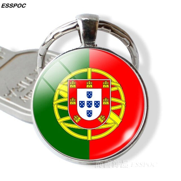 Countries Flag Keychain Spain Italy Portugal Greece Romania Croatia Andorra Flag Picture Glass Cabochon Key Chain Gifts