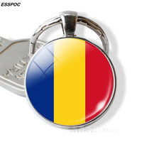 Countries Flag Keychain Spain Italy Portugal Greece Romania Croatia Andorra Flag Picture Glass Cabochon Key Chain Gifts