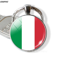 Countries Flag Keychain Spain Italy Portugal Greece Romania Croatia Andorra Flag Picture Glass Cabochon Key Chain Gifts